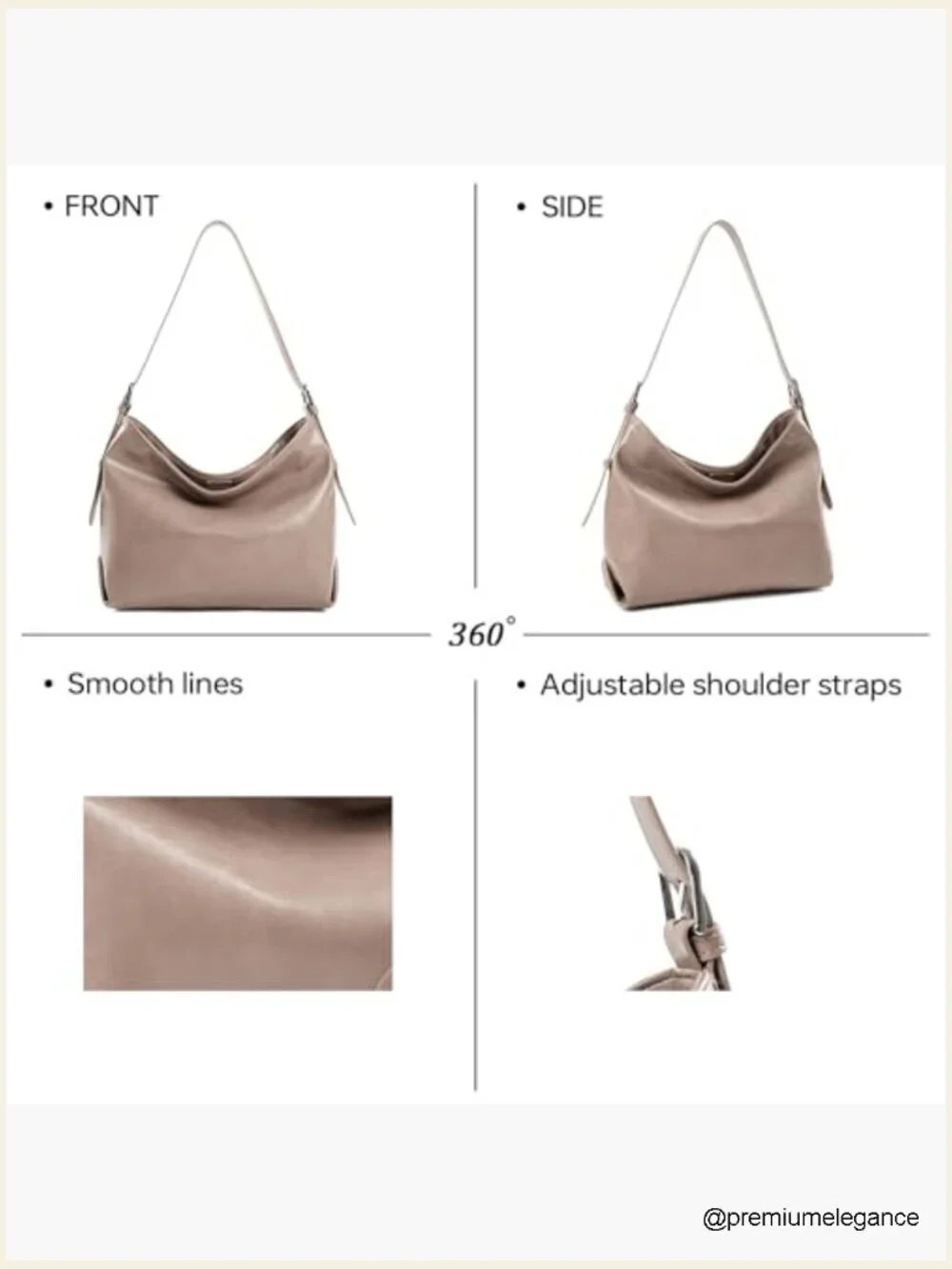Small Soft Slouchy Hobo Bag Shoulder Purse Tote with Front Zip Pocket